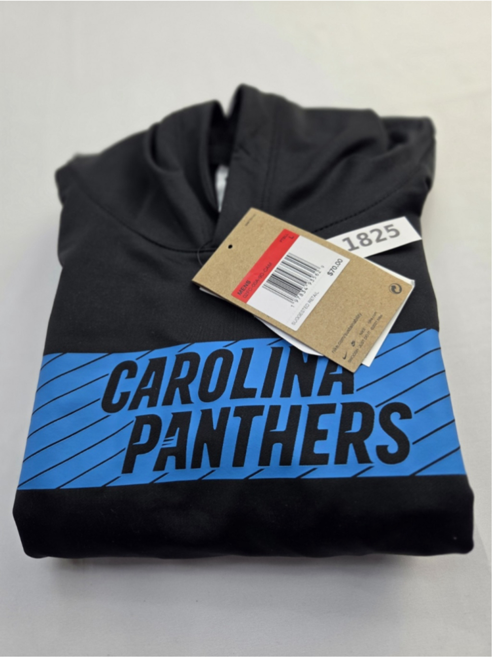Nike Carolina Panthers Men’s Large Therma-FIT Hooded Shirt Black Blue NWT #1825
